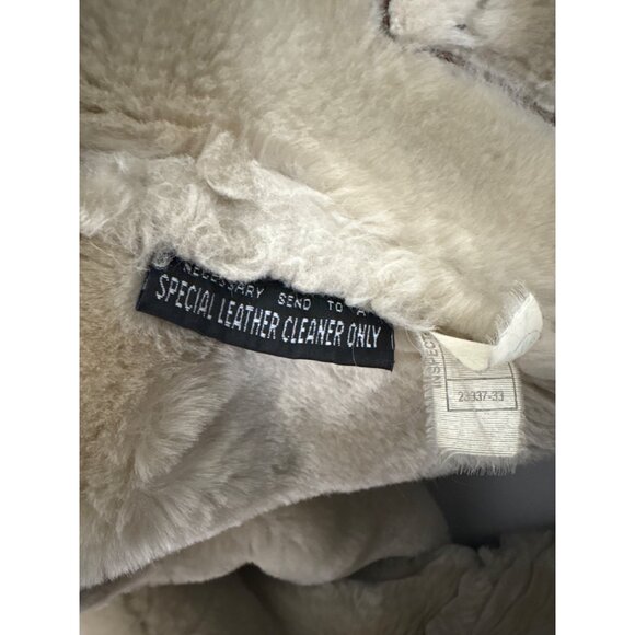 Vintage Womens Wilsons Leather Shearling Jacket Brown Small Hooded Fur Trimmed - Picture 14 of 14